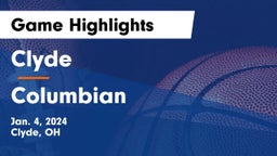 Clyde  vs Columbian  Game Highlights - Jan. 4, 2024