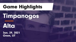 Timpanogos  vs Alta  Game Highlights - Jan. 29, 2021