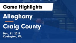 Alleghany  vs Craig County  Game Highlights - Dec. 11, 2017