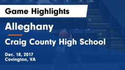 Alleghany  vs Craig County High  School Game Highlights - Dec. 18, 2017
