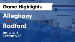 Alleghany  vs Radford  Game Highlights - Jan. 2, 2018