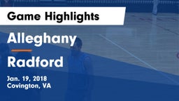 Alleghany  vs Radford  Game Highlights - Jan. 19, 2018