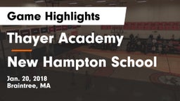 Thayer Academy  vs New Hampton School  Game Highlights - Jan. 20, 2018