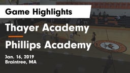 Thayer Academy  vs Phillips Academy  Game Highlights - Jan. 16, 2019