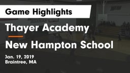 Thayer Academy  vs New Hampton School  Game Highlights - Jan. 19, 2019