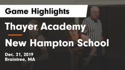 Thayer Academy  vs New Hampton School  Game Highlights - Dec. 21, 2019
