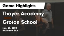 Thayer Academy  vs Groton School  Game Highlights - Jan. 29, 2020