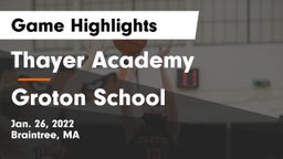 Thayer Academy  vs Groton School  Game Highlights - Jan. 26, 2022