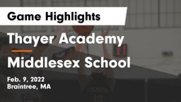 Thayer Academy  vs Middlesex School Game Highlights - Feb. 9, 2022