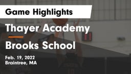 Thayer Academy  vs Brooks School Game Highlights - Feb. 19, 2022