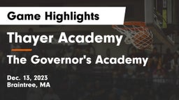 Thayer Academy  vs The Governor's Academy Game Highlights - Dec. 13, 2023