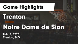Trenton  vs Notre Dame de Sion  Game Highlights - Feb. 1, 2020
