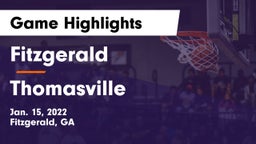 Fitzgerald  vs Thomasville  Game Highlights - Jan. 15, 2022