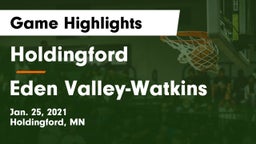 Holdingford  vs Eden Valley-Watkins  Game Highlights - Jan. 25, 2021