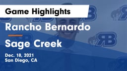 Rancho Bernardo  vs Sage Creek  Game Highlights - Dec. 18, 2021