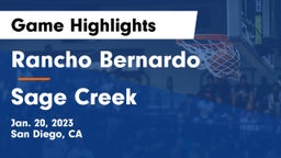 Rancho Bernardo  vs Sage Creek  Game Highlights - Jan. 20, 2023
