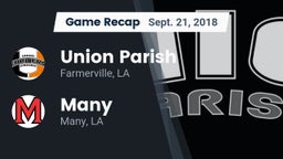 Recap: Union Parish  vs. Many  2018
