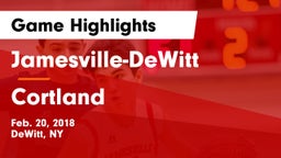 Jamesville-DeWitt  vs Cortland  Game Highlights - Feb. 20, 2018