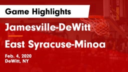 Jamesville-DeWitt  vs East Syracuse-Minoa  Game Highlights - Feb. 4, 2020