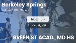 Matchup: Berkeley Springs vs. GREEN ST ACAD., MD HS 2018