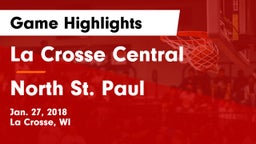 La Crosse Central  vs North St. Paul  Game Highlights - Jan. 27, 2018