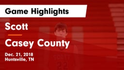 Scott  vs Casey County  Game Highlights - Dec. 21, 2018