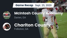Recap: McIntosh County Academy  vs. Charlton County  2020