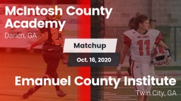 Matchup: McIntosh County vs. Emanuel County Institute  2020