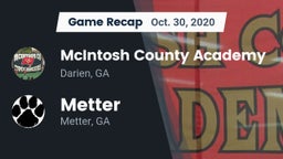Recap: McIntosh County Academy  vs. Metter  2020