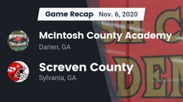 Recap: McIntosh County Academy  vs. Screven County  2020