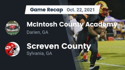 Recap: McIntosh County Academy  vs. Screven County  2021