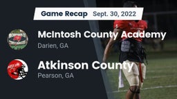 Recap: McIntosh County Academy  vs. Atkinson County  2022