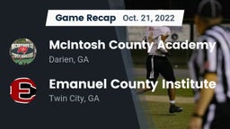 Recap: McIntosh County Academy  vs. Emanuel County Institute  2022