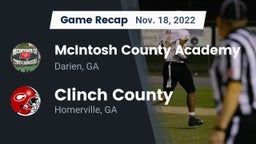 Recap: McIntosh County Academy  vs. Clinch County  2022