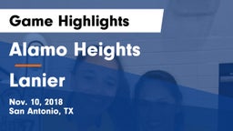 Alamo Heights  vs Lanier  Game Highlights - Nov. 10, 2018