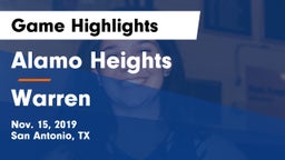 Alamo Heights  vs Warren  Game Highlights - Nov. 15, 2019