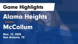 Alamo Heights  vs McCollum  Game Highlights - Nov. 13, 2020