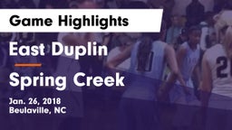 East Duplin  vs Spring Creek Game Highlights - Jan. 26, 2018