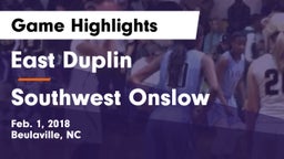 East Duplin  vs Southwest Onslow Game Highlights - Feb. 1, 2018