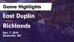 East Duplin  vs Richlands  Game Highlights - Dec. 7, 2018