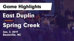 East Duplin  vs Spring Creek Game Highlights - Jan. 2, 2019