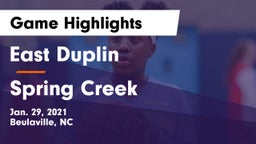 East Duplin  vs Spring Creek  Game Highlights - Jan. 29, 2021