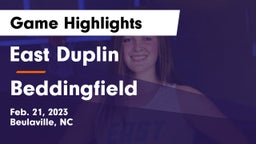 East Duplin  vs Beddingfield  Game Highlights - Feb. 21, 2023