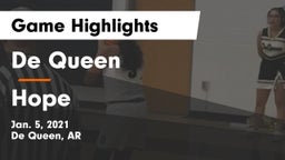 De Queen  vs Hope Game Highlights - Jan. 5, 2021