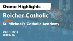 Reicher Catholic  vs St. Michael's Catholic Academy Game Highlights - Dec. 1, 2018