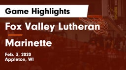 Fox Valley Lutheran  vs Marinette  Game Highlights - Feb. 3, 2020