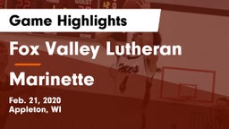 Fox Valley Lutheran  vs Marinette  Game Highlights - Feb. 21, 2020