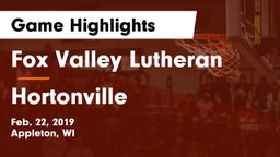 Fox Valley Lutheran  vs Hortonville  Game Highlights - Feb. 22, 2019