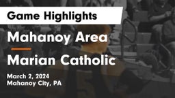 Mahanoy Area  vs Marian Catholic  Game Highlights - March 2, 2024
