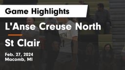L'Anse Creuse North  vs St Clair Game Highlights - Feb. 27, 2024